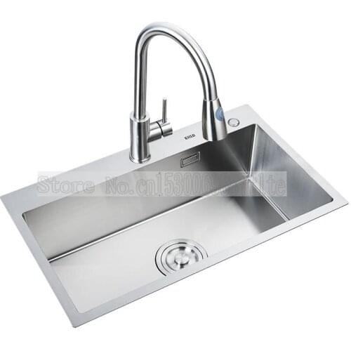 Thickened Kitchen Sink 304 Stainless Steel Hand-washing Basin Large Single-slot Multi-function Basin In Basin Sink
