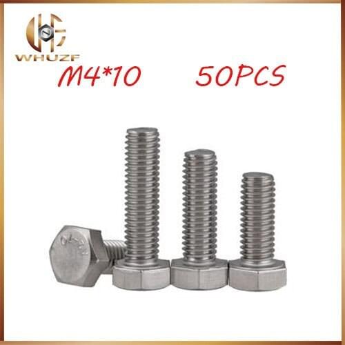 M4 screws 50pcs/Lot M4x10 mm M4*10 mm 304 Stainless Steel hex bolts Outside the hexagonal screw m4
