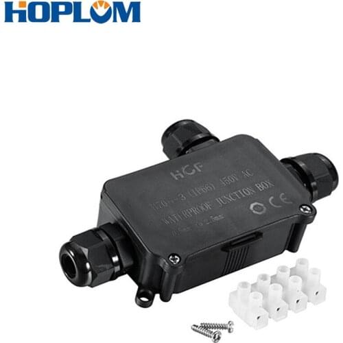 External Junction Box 3 Cable PG9 Underground Junction Box IP66 Waterproof Plastic Protection Connector Black