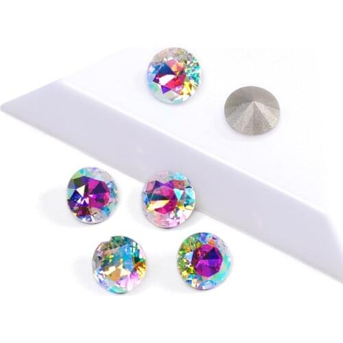 YANRUO 1357 AB Color Glass Crystal Material Nail on Rhinestone 6mm 8mm 10mm Beauty Rhinestones For 3D Nail Art Decorations Gems