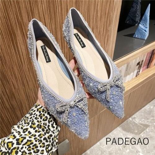Women Flat 2021 Vintage Casual Flat Fashion Crystal Korean Shoes for Women