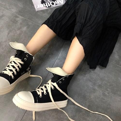 2019 Fashion High Top Sneakers Canvas Shoes Women Casual Shoes Black Flat Female Basket Lace Up Solid Trainers Chaussure X4-10
