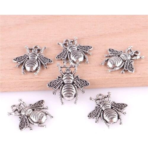 12pcs 23482 Antique Silver Flying Bee Charms Pendant For Jewelry Making Bracelet Handmade Accessories