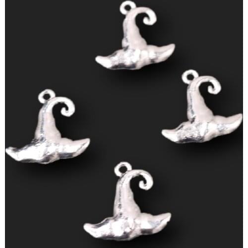 15pcs Silver Plated Witch Magic Hat Pendants Hip Hop Earrings Bracelet Metal Accessories DIY Charms Jewelry Crafts Making A333