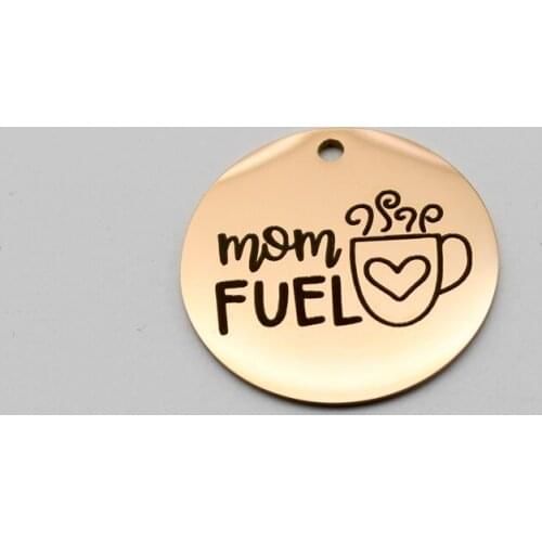 20pcs Mom Fuel Charms Stainless Steel Pendant Mom Charm DIY Handmade Accessories