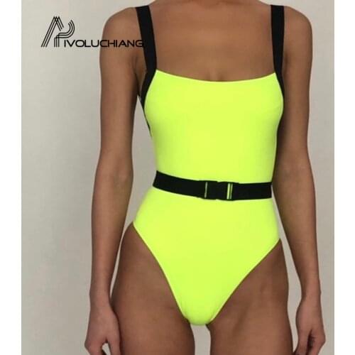 2020 Swimsuit Fluorescent Sleeveless One Piece Open Back Bikini Sleeveless Bikini Set One Piece Bikini Beachwear Bathing Suit