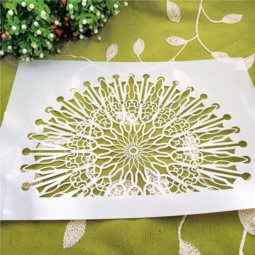 21*29.5 Flowers fan scrapbook stencils spray plastic mold shield DIY cake hollow Embellishment printing lace ruler Easter