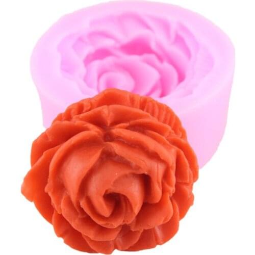 3 pieces/lot) Diameter 3.7cm lovely 3D rose flower shape stamping sugarcraft fondant forma silicone molds kitchen accessories