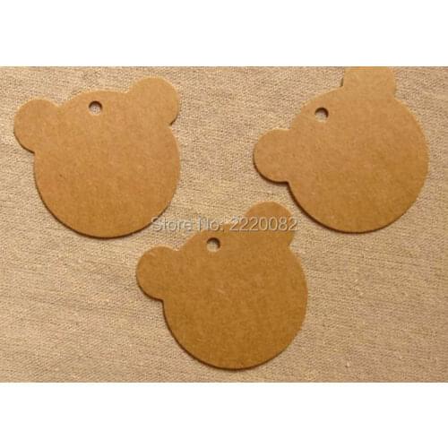 Free shipping in stock blank tag 350gsm craft pape 6x5.5cm 300 pcs a lot gift tag/paper card hang label/cute bear shape tag