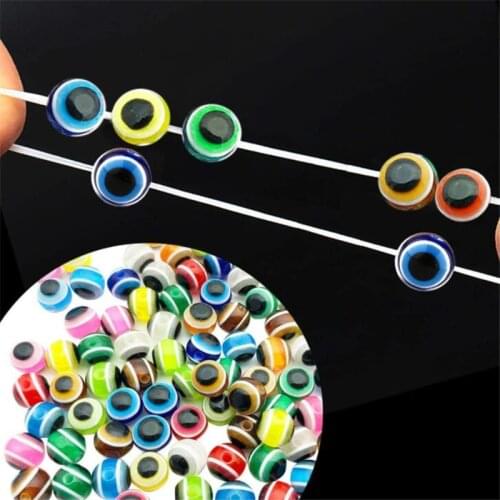 50pcs 6/8/10/12mm Round Evil Eye Spacer Resin Charms Loose Beads for Earring Bracelets Necklace Jewelry Beading Project Making