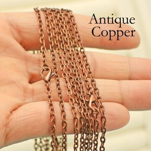 50 Pcs - 18/24/30 Inch Antique Copper Necklaces for Women, Wholesale Copper Chain Necklace, Cable Chain Oval Rolo Necklace