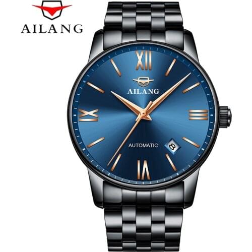 AILANG New Mens Business 30M Deep Waterproof Hours Stainless Steel Strap Sapphire Glass Automatic Mechanical Watches 2603
