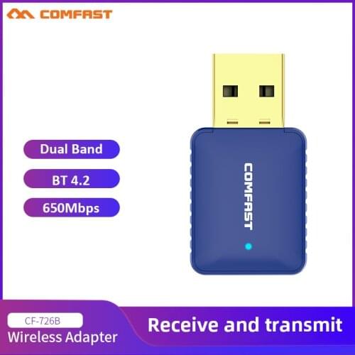 Comfast CF-726B Wireless Wifi Adapter 650Mbps Antenna Dongle Receiver 2.4G&5.8Ghz Network LAN Card USB Bluetooth 4.2