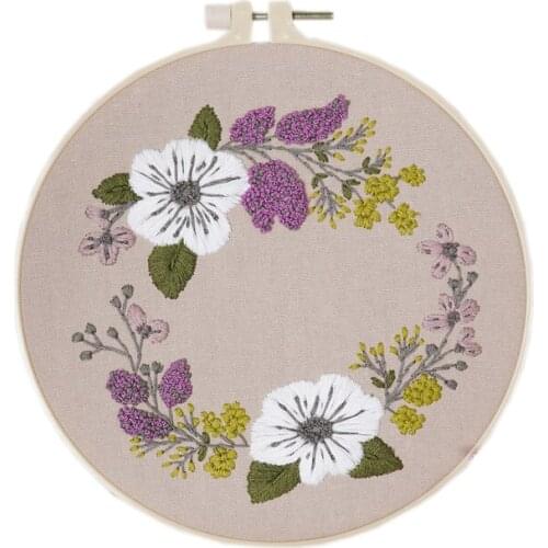 CURCYA Pastoral Floral Embroidery Kit Needlework Tools Beginner DIY Sewing Craft Arts European Fowers Embroidered Handmade Gifts