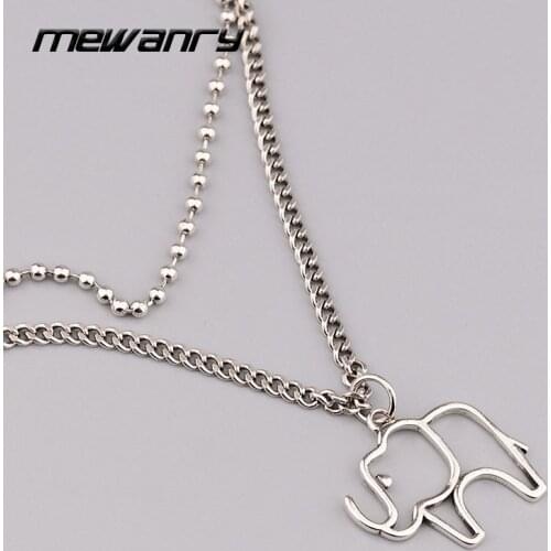 Mewanry Hollow Elephant Double Layer Chain 925 Sterling Silver Necklace Trend Party Creative Jewelry Birthday Gifts Wholesale