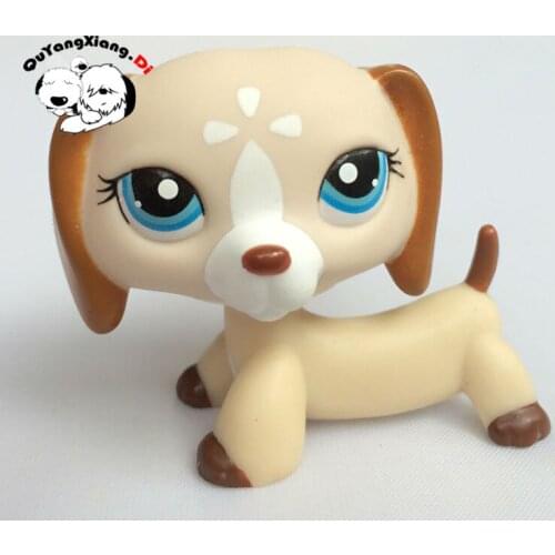 CWG014 Pet Shop Animal Cream Dachshund Dog Blue Eyes action Figure cute puppy