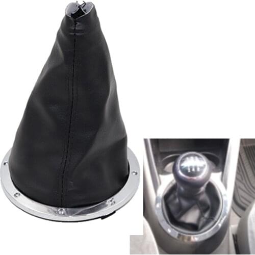 Chrome & Leather Car Shift Gear Knob Lever Gaitor Boot Cover Frame Manual For VW Gol Pointer Saveiro Parati 2004 2005 - 2010