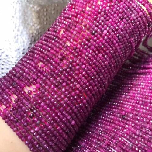 ICNWAY Ruby Crystal Topaz Gold Strawberry Crystal 2x3mm Gemstone Beads Faceted Roundel for Silver 925 Jewelry Making 15inch