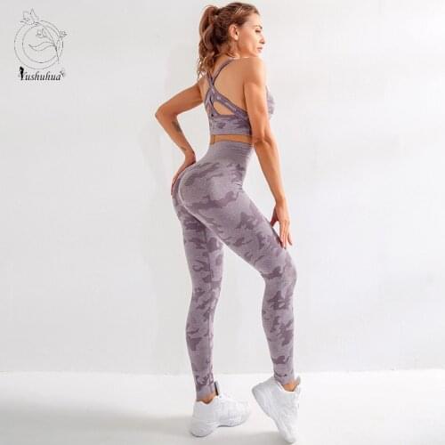Camo Sport Bra Workout leggins Yoga Set Women Seamless Fitness Yoga Bra Camouflage High Waist GYM Leggings Pants Fitness Suit