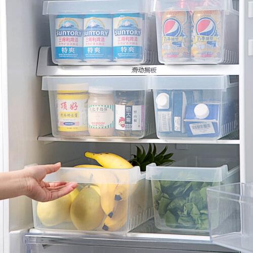 BPA Free Kitchen Transparent Food Storage Box 3 Grids Rectangle Refrigerator Organizer For Fruits And Vegetables