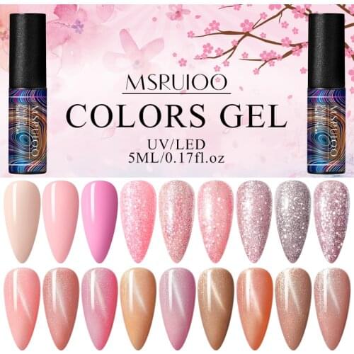 MSRUIOO Rose Gold Shining Platinum UV Nail Gel Pink Cat Eye Gel Polish Varnish Semi Permanent Hybrid Nail Enamel UV Led Polish