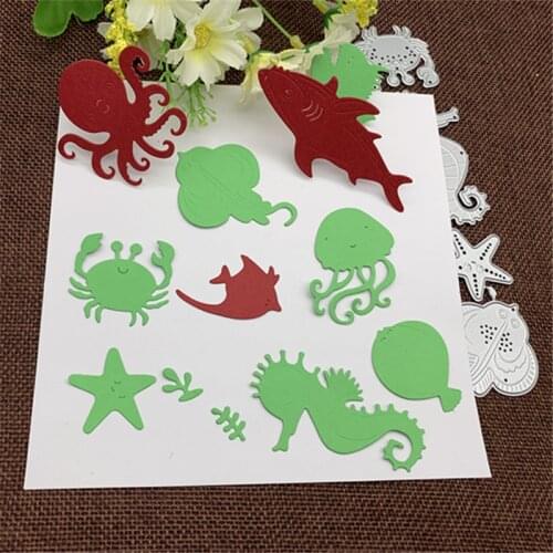 16 kinds of marine creatures turtle and fish metal cutting die DIY scrapbook album photo card decoration craft embossing die cut