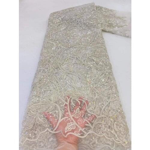 Fashion african lace fabric ZH-2188822 with sequins embroidery Net French tulle lace fabric For Wedding party dress