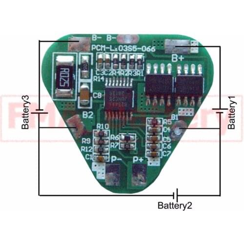 Protection Circuit Module Square PCM for 3S 10.8v 11.1v Li-ion Li-Po Battery Charging/Discharging/Short Circuit Control 4-7A SMF