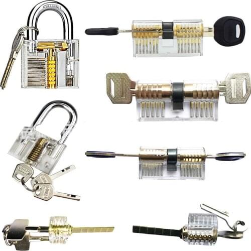 KEYTOOL 7pcs/lot Transparent Locks Combination Practice Locksmith Training Tools Visible Lock Pick Sets Free Shipping