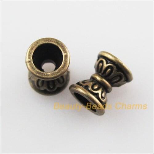 New 100 New Flower Cone Charms Antiqued Bronze Color Spacer Beads 6.5mm