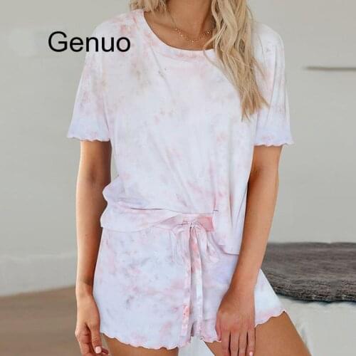New Pijamas Women Sleepwear Women Home Clothes Comfortable Nightgown Top And Pants Casual Summer Short Sleeve Pajama Set