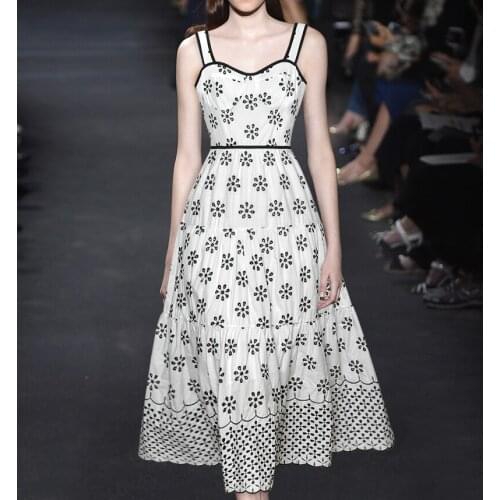 New Flower Embroidery Women Dress Elegant Sexy Pleated Dresses H8122