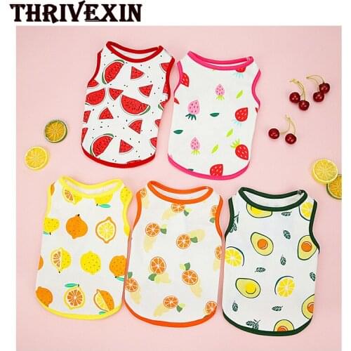 Dog Clothes Small Dogs Cute Printed Fruit Summer Tshirt Puppy Dog Clothing Pet Cat Vest Cotton T Shirt Pug Apparel Costumes