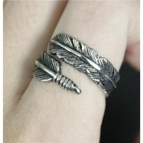 Feather Ring 316L Stainless Steel Top Quality Fashion Biker Ring