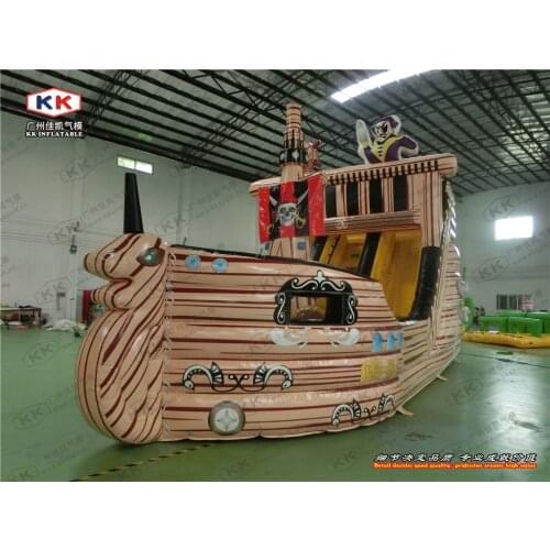 10x5m Pirate Bouncer , New design wooden look inflatable pirate ship for kids