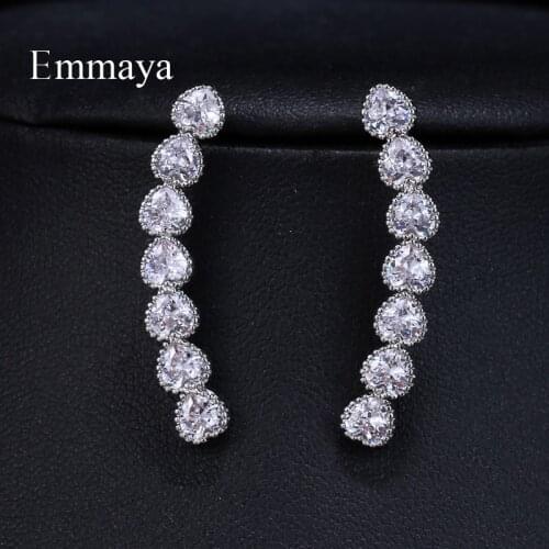 Emmaya High Quality Super Shiny Zircon Heart shaped Stud Earring for Women Jewelry Wholesale Gift Party