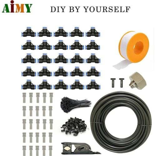 Water Misting Cooling System Mist Sprinkler Nozzle Outdoor Garden Patio Greenhouse Plants Spray Hose Watering With 3/4" Adapter