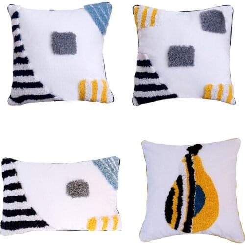 Modern Minimalist Lumbar Throw Pillow Case Woven Tufted Irregular Striped Abstract Pear Pattern Geometric Cushion Cover N0PA