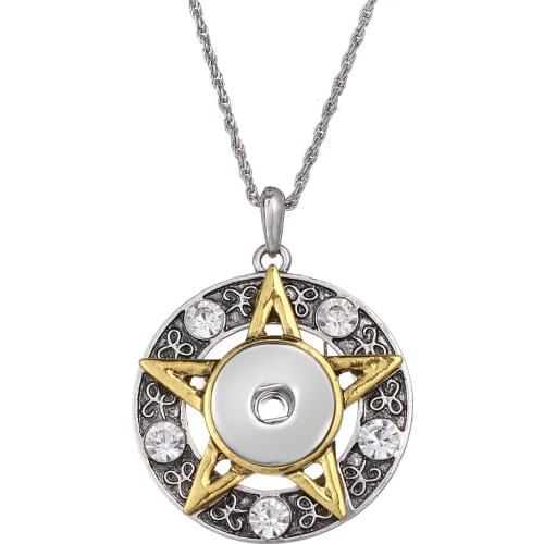 Rhinestone 165 Five-pointed Star 18mm Snap Button Necklace Pendant Necklace For Women Charm jewelry