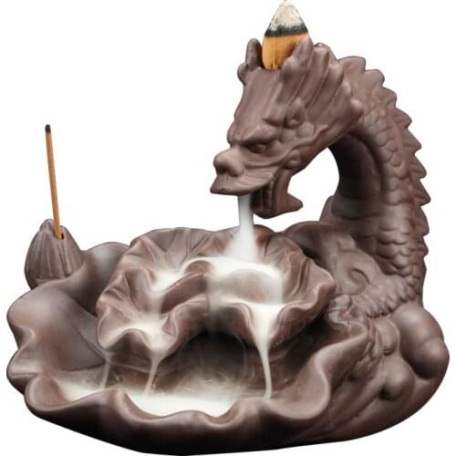 The Dragon Backflow Incense Burner With 10Cones Incense Stick Holder Aroma Ceramic Crafts Cone Tower Smell Censer Zen Room