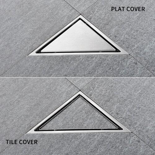 Hidden Type Triangle Tile Insert Floor Waste Grates Shower Drain 304 Stainless Steel Balcony Bath Corner Deodorant Floor Drain