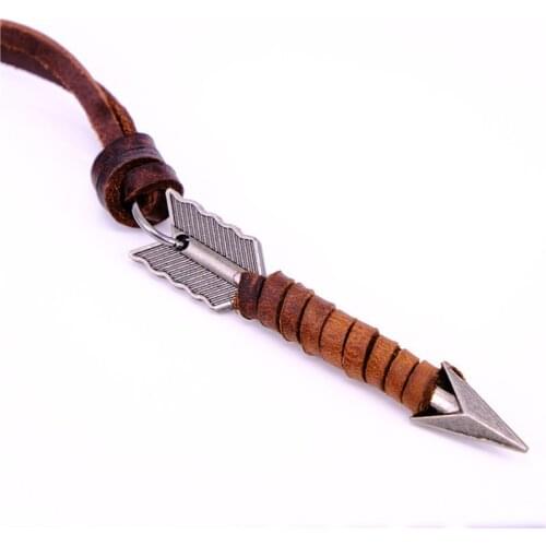 Vintage Leather Collier Black Brown Arrow Punk Necklaces & Pendants Body Choker Chain Men & Women Necklace Jewelry Best Gift