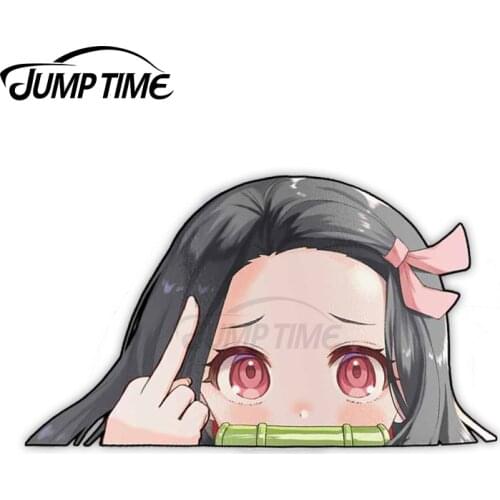 Jump Time 13 x6.9cm For Nezuko Kamado Demon Slayer Peeker Graffiti Car Sticker Windows Decal Anime Graphics Vinyl Material Decor