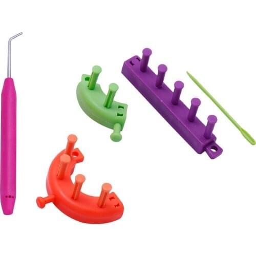 1 Set Knitting Loom Craft Tools Plastic Mini Hand Tools DIY Weave Scarf Hat Yarn Long Shape Knitter with Crochet Hook for Women