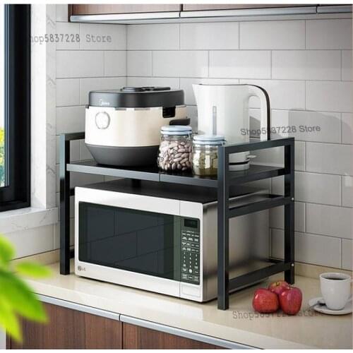 Retractable kitchen shelf microwave oven shelf oven storage household double countertop desktop rice cooker cabinet