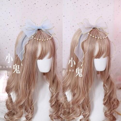 Japanese Lori lolita headband kc mesh chiffon bow tie girl heart lolita bow Cosplay show accessories