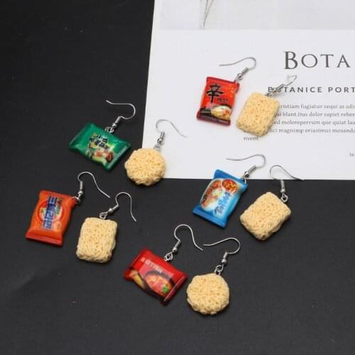 Funny Instant Noodle Chili Simulation Food Drop Earrings Women Fashion Jewelry