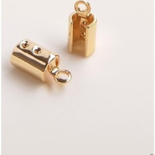 Color Retention Real Gold Plated Copper 4MM Bracelet Round Clip Round Cord Connection End Buckles DIY Jewelry Accessories