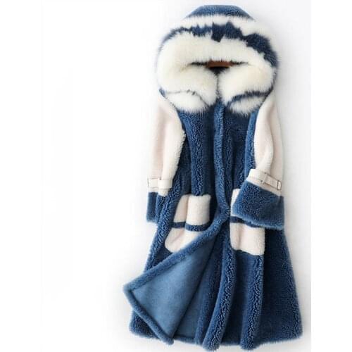 Real Fur Coat Female Fox Fur Collar 100% Wool Jacket Autumn Winter Coat Women Clothes 2020 Korean Sheep Shearling Fur Tops T4260