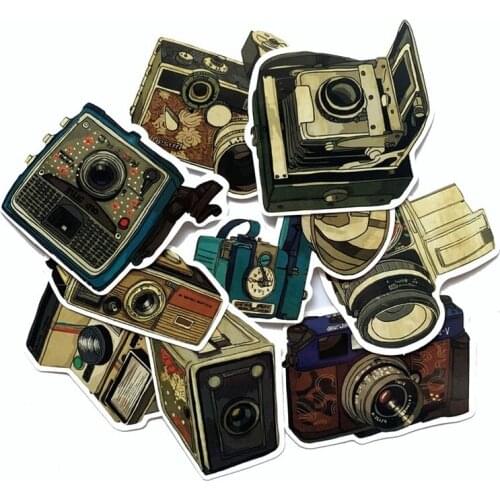 10 Sets=90PCS Retro Camera Sticker Skateboard Refrigerator Water Cup Waterproof Sticker